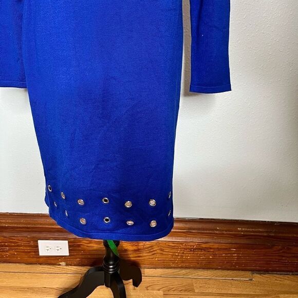 NY Collection Round Neck Long Sleeve Grommet Design Mini Dress Size Medium - Picture 7 of 11
